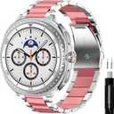 GOLDTOLUCK No Gap Stainless Steel Band Compatible Replacement Men Women Milanese Metal Elegant Casual (Pink/Silver), Galaxy 8 40/44mm & 8 Classic 46mm