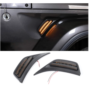 Voodonala for Jeep JL LED Fender Marker Lights,Side Turn Signal Lamp LED Amber Blinker Turn Signal Lights Mudguard Indicator Light for 2018-2026+Jeep Wrangler JL JLU Gladiator JT Accessories,Smoke 2pc