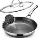 Yonida Non Stick Frying Pans, 12inch with Lid, Hybrid Frying Pans Nonstick Upgrade, non stick Skillets Stainless Steel, Dishwasher & OvenSafe, Induction Compatible Cooking Pan, PFOA Free Cookware