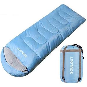 3-4 Season Sleeping Bag for Adults & Kids, Lightweight Warm Cold Weather Camping Bag with Waterproof Compression Sack  Portable for Hiking, Backpacking, Traveling & Outdoor Adventures (Sky Blue)