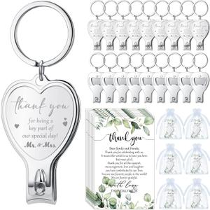 Pickmesh 50 Sets Wedding Souvenir for Guests Heart Multi Function Bottle Opener Nail Clipper with Thank You Cards White Organza Bags Wedding Party Supplies Bridal Shower Gift (Thank You)