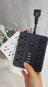 5ft 10ft ultra flat extension cord 8 outlets 2 usb c 4 usb