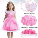 Good Witch Costume Pink Princess Dress Kids Halloween Costumes Witch Dress with Star Crown (11-12 Years)