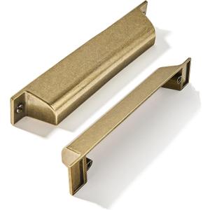 2 x 10 Pack 3-3/4 Inch Center to Center Burnished Antique Brass Cabinet Cup Pulls Vintage Drawer Pulls Kitchen Hardware Aged Bronze Channing Cup Pulls Drawer Handles Knobs 3-3/4 inch Hole Center