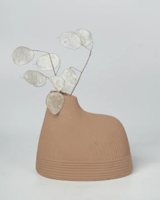 Porcelain Vase 8 x 6 x 7 Inch Beige