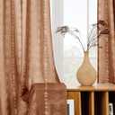 Terracotta Boho Curtains 84 Inch Length 2 Panels Set Vintage Floral Farmhouse for Living Room,Patterned Sheer Linen Aztec Printed Western Long Rustic Vintage for Bedroom,Rust Colored
