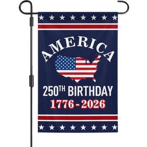 America Birthday Garden Flag 12x18 Inch Double Sided 1776 2026 Anniversary Patriot Garden Flags for Street Lawn Parties Event Decoration