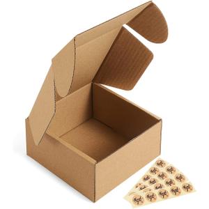 Eupako Small Shipping Boxes 4x4x2 Inches - 50 Pack Brown Corrugated Cardboard boxes for Packaging Small Business, Mailer Box