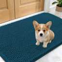 OLANLY Dog Door Mat for Muddy Paws 24x16, Absorbs Moisture and Dirt, Absorbent Non-Slip Washable Doormat, Quick Dry Chenille Mud Mat, Entry Indoor Entryway Carpet for Inside Floor, Atlantic Blue