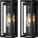 15" Large Outdoor Wall Lights, 2 Pack Matte Black Outdoor Sconces, Modern Waterproof Exterior Lighting Fixtures with Clear Glass Shade for Front Door, Porch, Garage