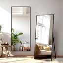 NicBex Full Length Mirror with Stand, 56"x19" Aluminum Alloy Frame Floor Mirror, Black, Shatter-Proof Glass - Free Standing, Leaning Against Wall or Wall-Mounted, for Bedroom Living Room Dressing Room