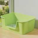 Large Cat Litter Box with High Sides for Indoor Cats,Low Entry Open Top Cat Litter Pan for Kittens,Big or Senior Cats,High Wall Easy Cleaning Anti-Splashing cat Litter Tray (Green)