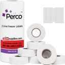 Perco 2 Line Freezer Adhesive Labels - 8 Rolls, 1 Sleeve, 6,000 Blank Price and Date Gun Labels for Perco 2 Line Price and Date Guns - Made in USA