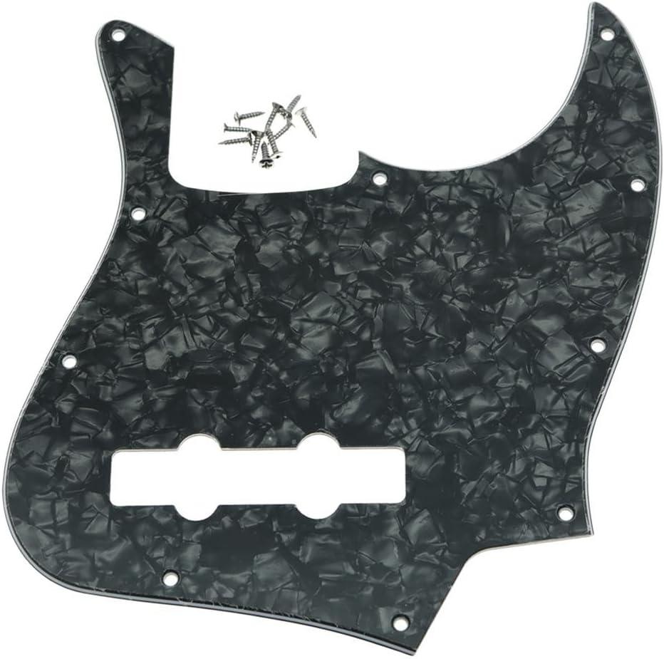 KAISH 4 String J Bass Style Pickguard Bass Pick Guard Scratch Plate for USA/Mexico Jazz J Bass Black Pearl