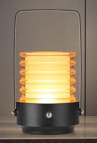 HAPYGI Portable Metal LED Table Lamp ,Rechargeable Cordless Lamp, 3-Colour Infinitely Dimming Battery Powered Small Desk Lamp, Restaurant/ Nightstand Lamp/Bar/Coffee Shop/Camping Light, Black