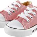 Mvlsoct Boys and Girl Low Top Canvas Kids Lace up Sneakers, size 25