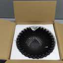 KULEDM Ceramic Decorative Bowl Home Decor - 10in Black Scalloped Ruffle Fruit Bowl for Kitchen Counter, Dishwasher & Microwave Safe