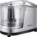 1.5-Cup One-Touch Electric Food Chopper, 100W Mini Food Processor Meat Grinder, Mix, Chop, Mince and Blend Vegetables, Fruits, Nuts, Meats, Stainless Steel Blade (Silver)