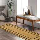 GRUHUM Jute Area Rug 2'6"x10' ft Scalloped Runner Natural Base Black Trim Handwoven Boho Reversible Soft Braided Farmhouse Jute Runner Rug Indoor Friendly Livingroom Bedroom Kitchen Hallway Enterway