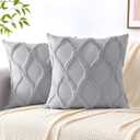 decorUhome Summer Throw Pillow Covers 20x20 Inch Set of 2, Soft Plush Faux Fur Wool Grey Accent Couch Pillow Covers for Modern Farmhouse Bed Sofa Living Room
