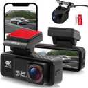 Dash Cam,4K+2K HD Dash Cam Front and Rear, 3.2 IPS Screen Dashcam,Built-in ADAS BSD WiFi GPS Dash Camera for Cars,App Control, 170Wide Angle,24H Parking Mode, Night Vision, Loop Recording,G-Sensor