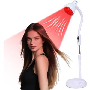 275W Infrared Heat Lamp Red Light Portable Floor Hair Dryer Stand Up Color Processor Styling Perming Dryer Accelerator 110V (White)