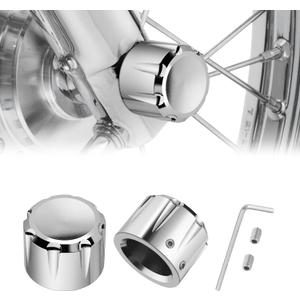PBYMT Chrome Front Axle Nut Cover Cap CNC Aluminum Compatible for Harley Davidson Touring Road King Street Glide Electra Glide Softail Sportster Iron 883 Fat Boy 2002-2024