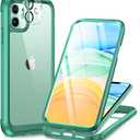 Miracase Glass Series for iPhone 11 Case 6.1 inch, Upgraded Full-Body Rugged Phone Bumper Case Cover with Built-in 9H Tempered Glass Screen Protector and Camera Protector, Light Green