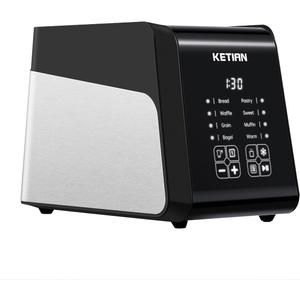 Touchscreen Toaster 2 Slice, KETIAN Bagel English Muffins Toast Pastry Waffles Grain Sweet Bread Toaster, Extra Wide Slots Single Slot Toasting Automatic Lifting, 1400w (Black)
