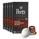 Peet's Coffee, Dark Roast Espresso Capsules, Compatible with Nespresso Original Machines - Major Dickason's Blend Intensity 11, 50 Count (5 Boxes of 10 Espresso Capsules)