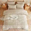 MR&HM King Size Comforter Set Beige, 7 Pieces Tufted Boho Beddding Sets, Farmhouse Style Bed in a Bag with 1 Comforter, 2 Pillow Shams, 2 Pillowcases, 1 Flat Sheet, 1 Fitted Sheet for All Seasons