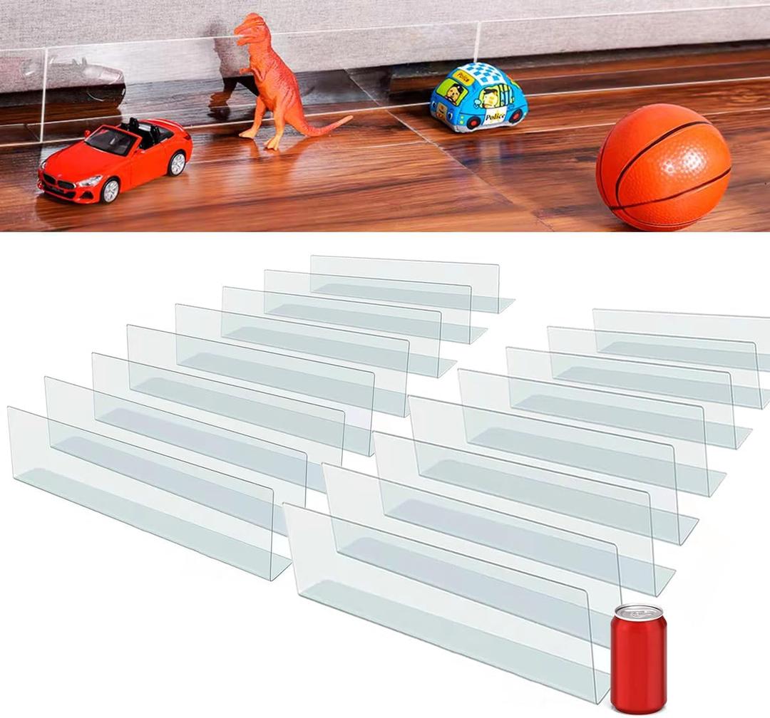 252'' Total Length Under Couch Blocker for Bed – 16 Pack, 4.7'' H x 15.8'' Each, Adjustable Clear Couch Gap Bumper, Strong Adhesive Toy & Pet Barrier to Stop Items from Going Under Sofa/Bed