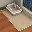 HCY&WLD Cat Litter Mat, 45x26 Inch Extra Large&Long Double Layer Cat Litter Box Mat, EVA Non-Slip, Waterproof Urine Proof Cat Litter Catcher Mat, Easy Clean Scatter Control (45x26 Inch, Khaki)