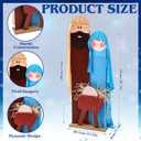 Weysat 35.43" H Christmas Outdoor Nativity Scene Porch Decor Wooden Merry Christmas Christian Vertical Porch Sign Welcome Front Door Standing Rustic Tall Welcome Sign Nativity Scene Wall Decorations