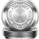 6 Pieces Stainless Steel Round Plates, 9 Inch Dinner Dishes, Feeding Serving Camping Plates for Home, Dishwasher Safe