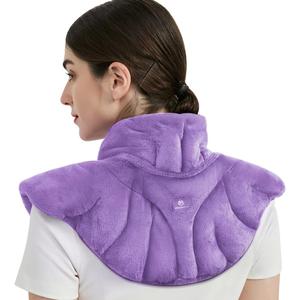 Microwavable Heating Pad for Neck and Shoulders, Weighted Microwave Moist Neck Wrap for Pain Relief Sore Muscle Stress Tension, Heated Wrap with Aromatherapy, Hot & Cold Compress, Purple