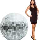 Chunful 3.7 ft 70s Themed Party Decorations Disco Ball Cardboard Cutout Stand-up Sign Photo Props Backdrop Groovy Dance Party Retro Disco Ball Stand up Back Drops for Music Prom Night Theme Decor