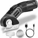 4V Cordless Electric Scissors, Lightweight Rotary Cutter with 2 Blades & USB Charging, for Cardboard Fabric Leather Carpet Plastic Rope Cutting, Safety Lock for Home DIY Craft Use