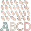 Zeyune 104 Pcs Rhinestones Pearls Iron on Decorative Letter Patches Az Bling Glitter English Alphabet Applique for Sew on Clothes Bags Hats DIY Craft Supplies, 4 Colors (Classic Style)