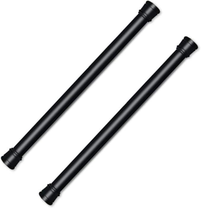 Bettli Spring Loaded Curtain Tension Rod Bit Holder Extensions 12-20 inches (Black 2)