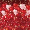 DHXXSC 7X5FT Valentine's Day Photography Backdrop Red and Pink Heart Balloons with Gold Confetti Romantic Love Theme Couple Photo Background DH-352