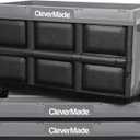 CleverMade Collapsible Storage Bins - Stone 3 Pack 46L - Stackable Containers Heavy Duty Capacity Folding Crates - Space-Saving for Home