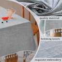 Linen Rectangle Table Cloth Neutral Textured Rustic Tablecloth, Wrinkle Free Washable Burlap Table Cover with Tassels for Kitchen Dining Holiday Parties55 x 87 inch, 6-8 Seats, Grey
