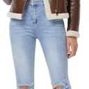 DIASHINY Women's Faux Shearing Fur Winter Coat Warm Thick Fur Lined Faux Leather Jacket