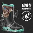 Trudave Rubber Boots for Women with Steel Shank, 6mm Neoprene Mid Calf Rain Boots, Waterproof Insulated Mud Work Boots All Season, Size 9