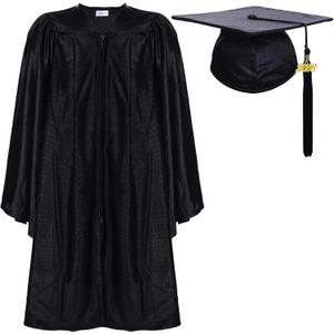 Newrara Unisex Shiny Kindergarten Graduation Gown Cap with Tassel (30, Black)
