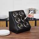 Restaurantware-Met Lux 13.78 x 11.42 x 15.94 Inch Flatware Organizer, 1 Standing Cutlery Holder - Includes 6 Stainless Steel Cylinders, Perforated Design, Black Plastic Utensil Holder, For Breakroom
