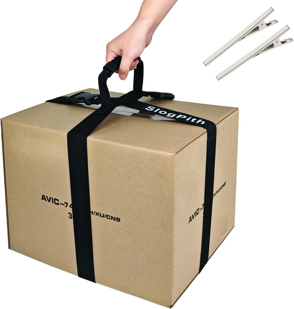 Box Carrying Strap,74.8 Inch Adjustable Cross-Style Moving Straps for Safe, Easy Lifting & Moving Heavy Boxes, Luggage, Groceries, Box Carry Strap with Durable Handles & Quick-Release Buckle