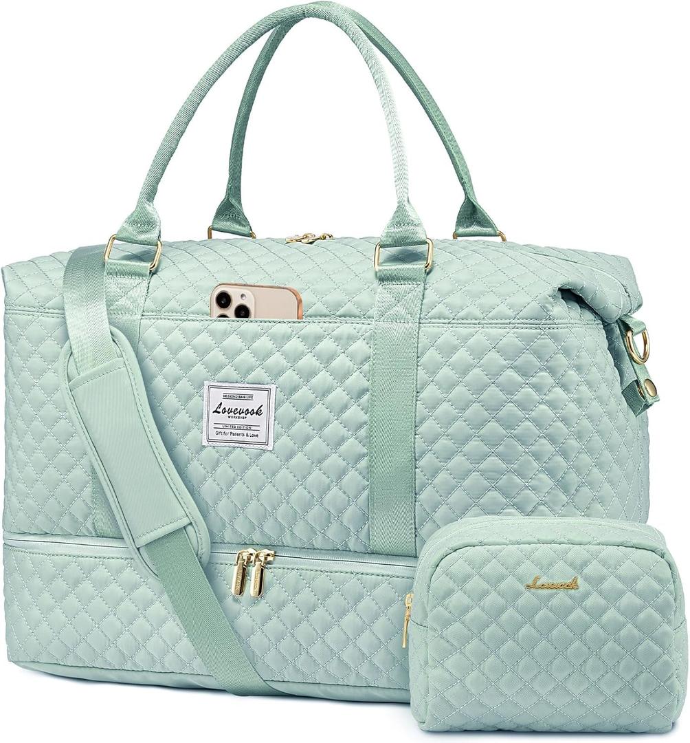 LOVEVOOK Travel Duffle Bag,Weekender Bags for Women with Shoe CompartmentCarry on Overnight Bag with Toiletry Bag,Gym Duffel Bag with Wet Pocket, Hospital Bags for Labor and Delivery