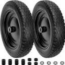4.80/4.00-8" Flat Free Tire and Wheel 14.5" Solid Flat-Free Replacement Tire with 5/8"& 3/4" Axle Borehole, Adjustable Centered Hub 3-7" for Wheelbarrow Garden Trailer and Trolley by Cenipar